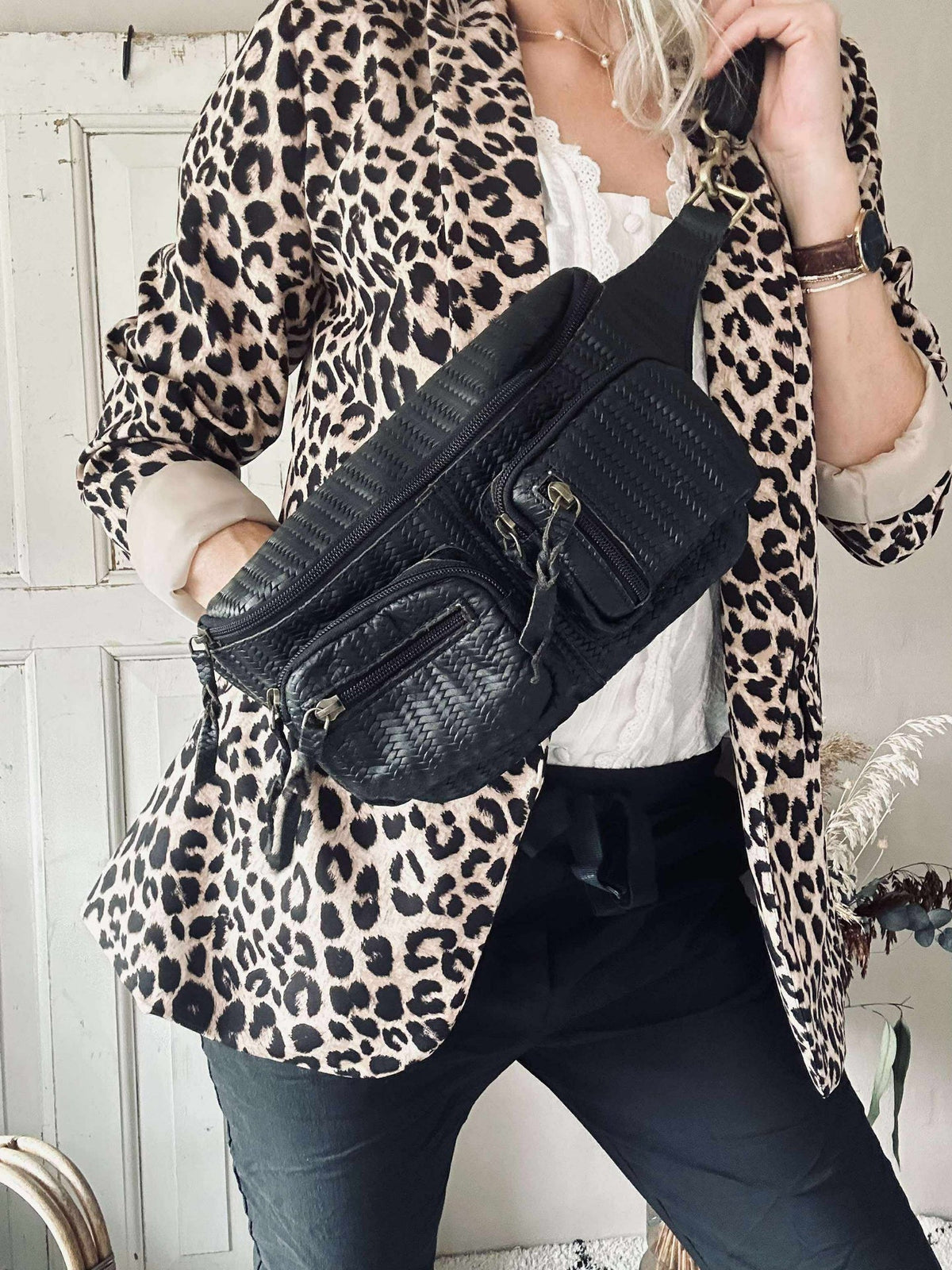 Sac banane Kaya - Tressage noir