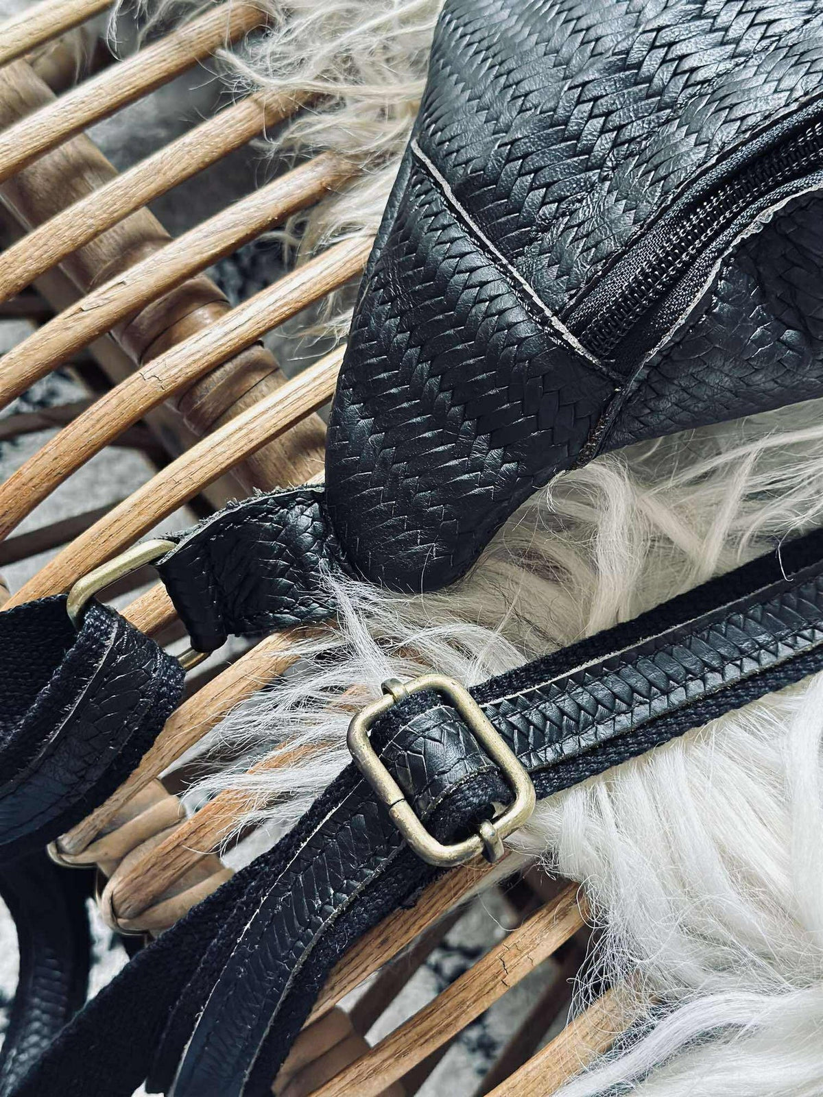 Sac banane Tasha - Tressage noir