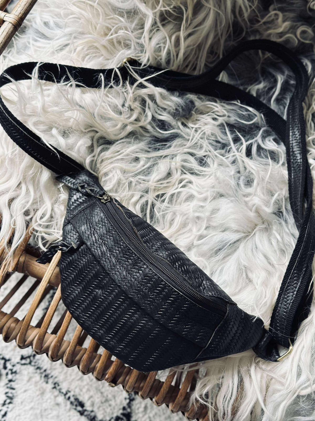 Sac banane Tasha - Tressage noir