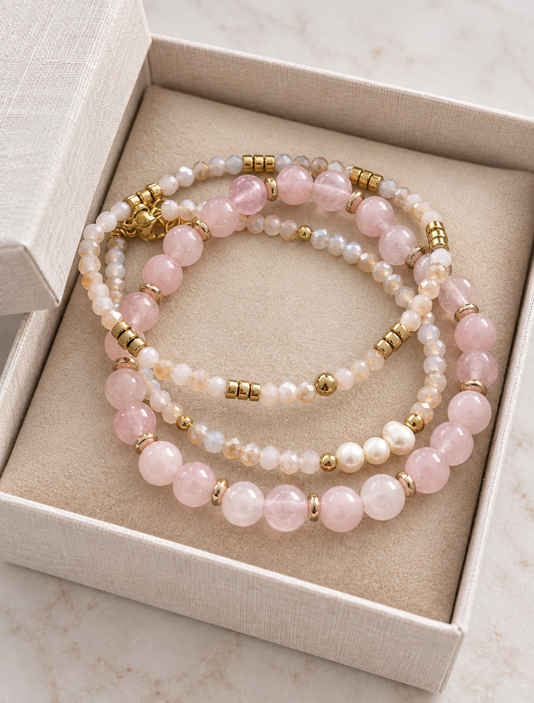 Bracelets GISELE Rose – Set de 3 pièces