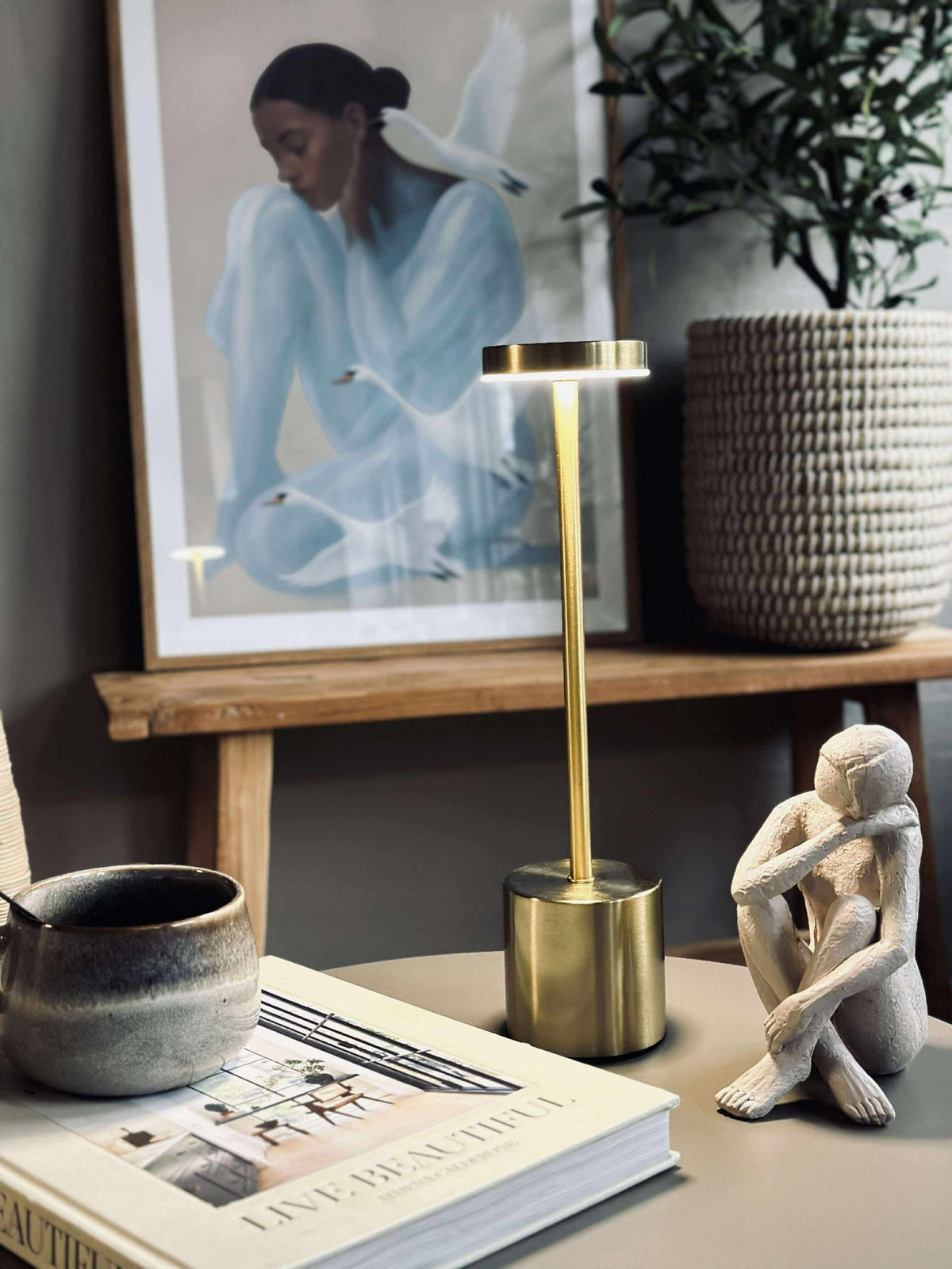 Lampe de table LED KELLY Or - rechargeable