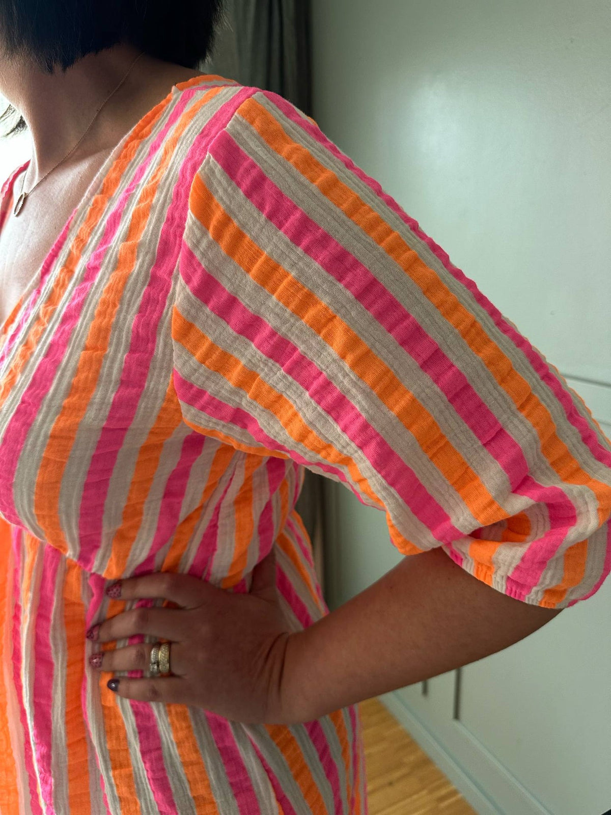 Robe Andrea - Stripe Fuxia/Orange