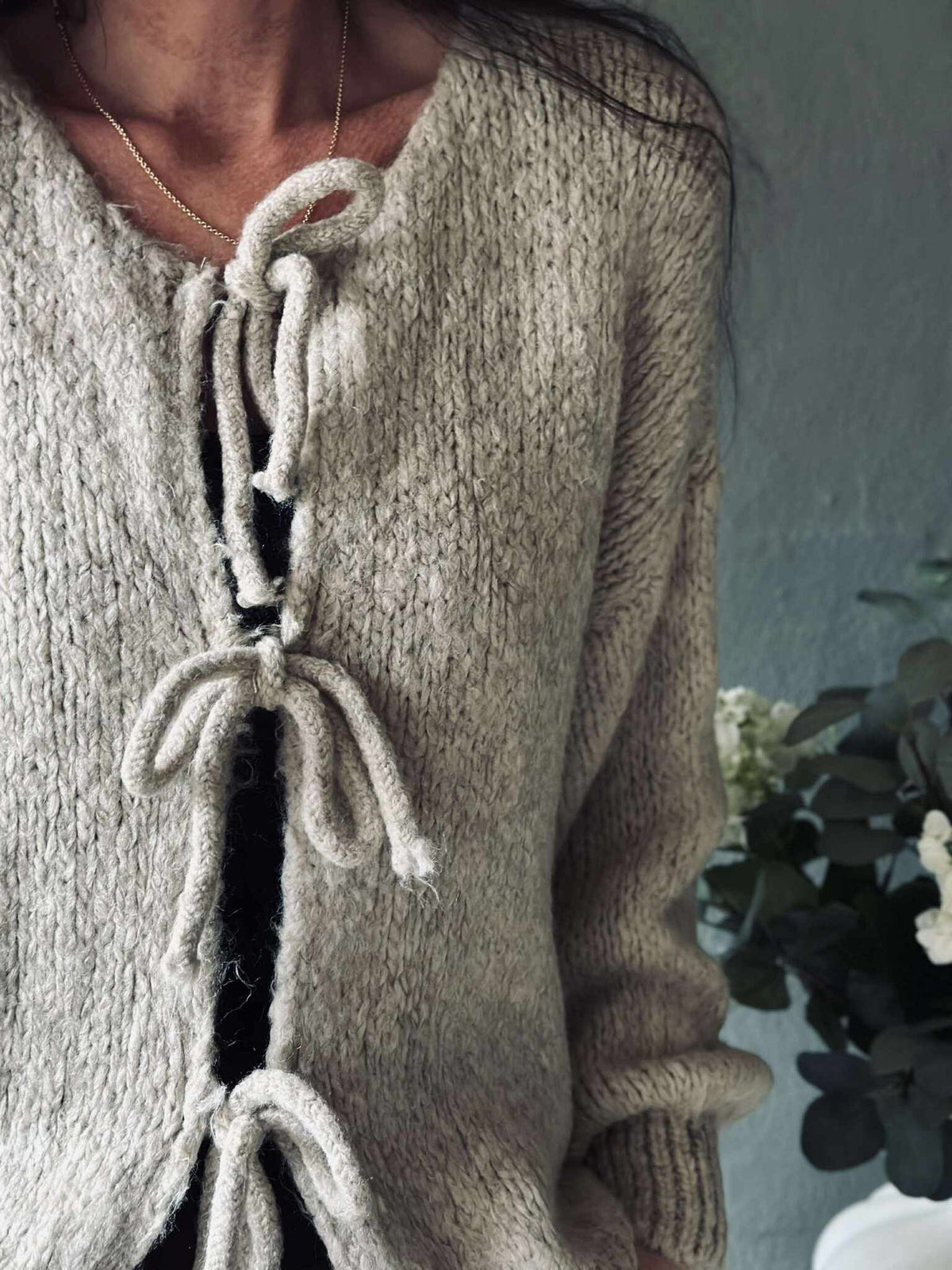 Cardigan avec nœuds - Beige