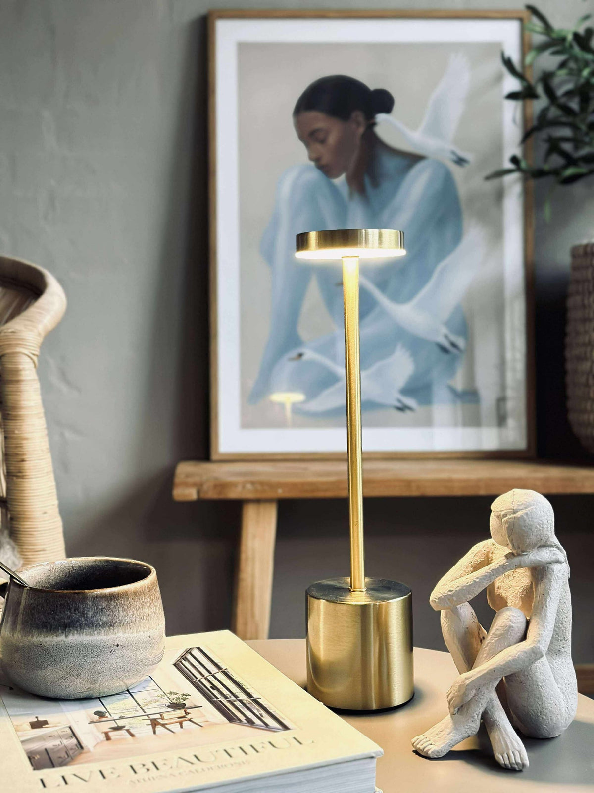 Lampe de table LED KELLY Or - rechargeable