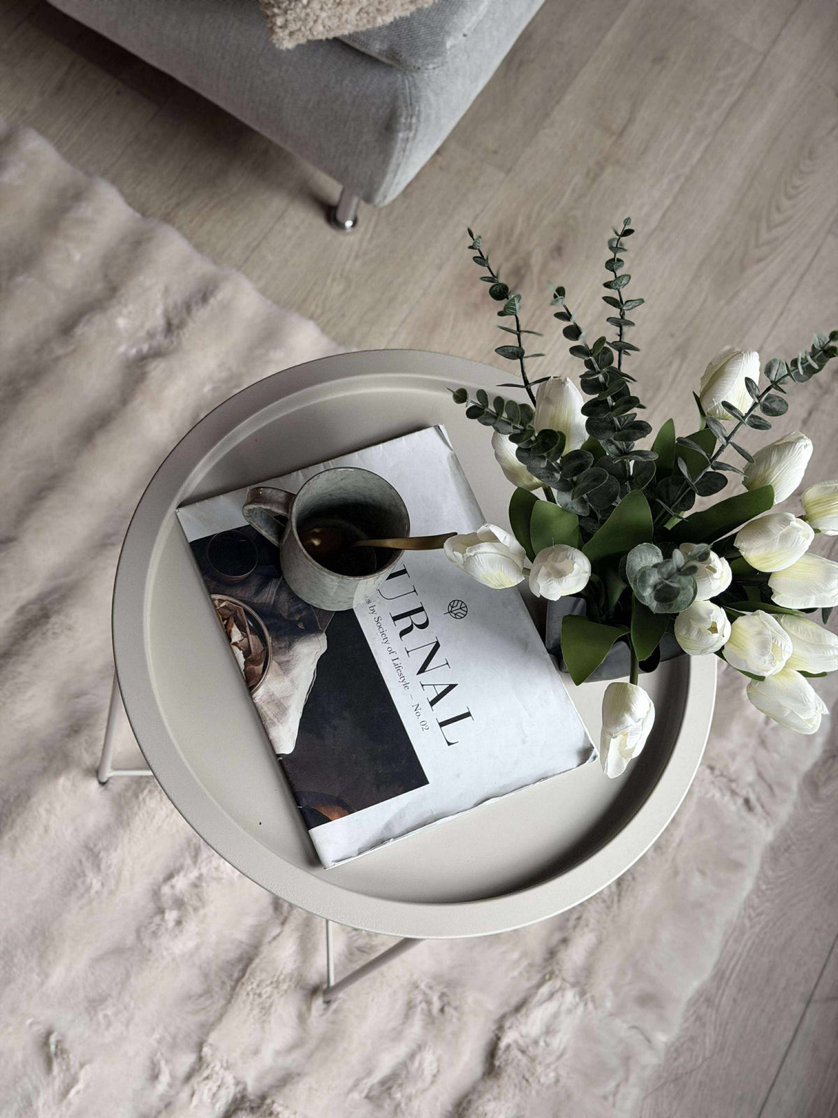 Table plateau - Métal blanc