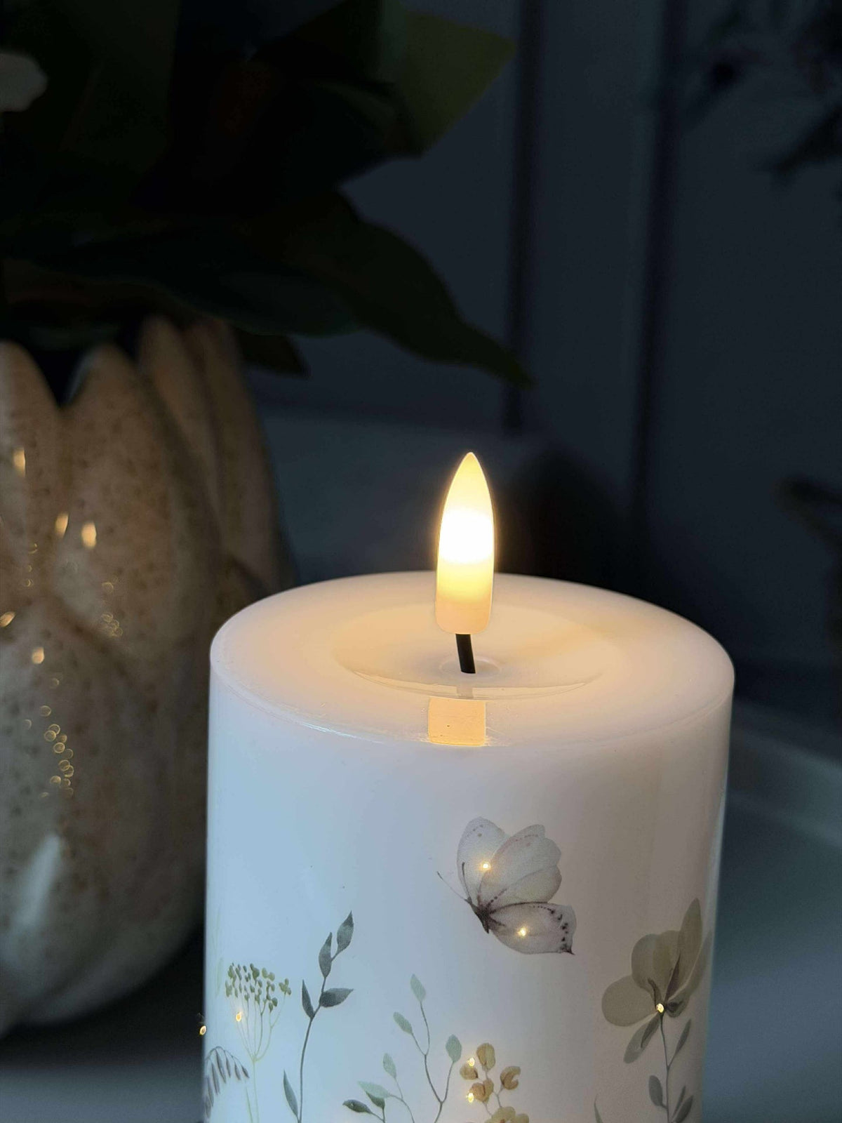 Bougie LED bloc Flower TWINKLE - 12,5 cm