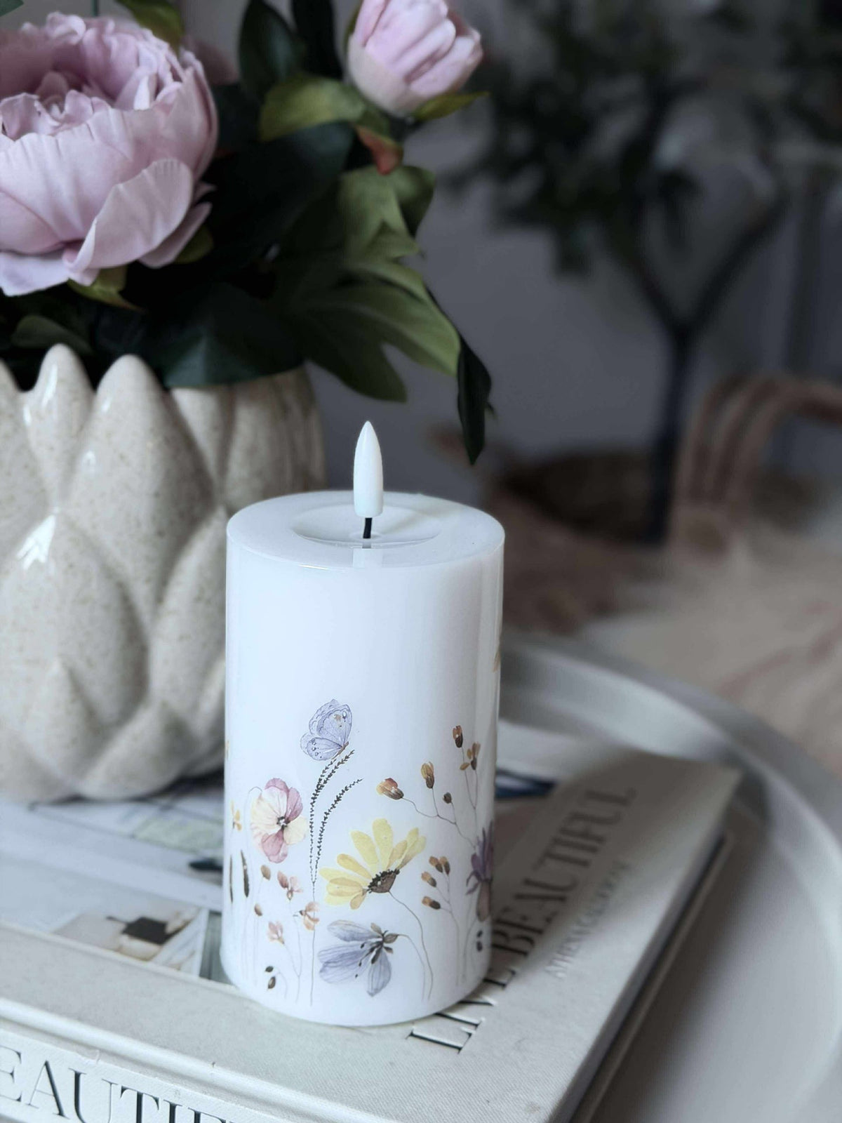 Bougie bloc LED Flower TWINKLE - 12,5 cm