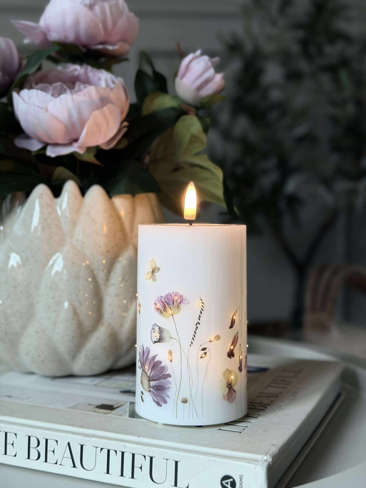 Bougie bloc LED Flower TWINKLE - 12,5 cm