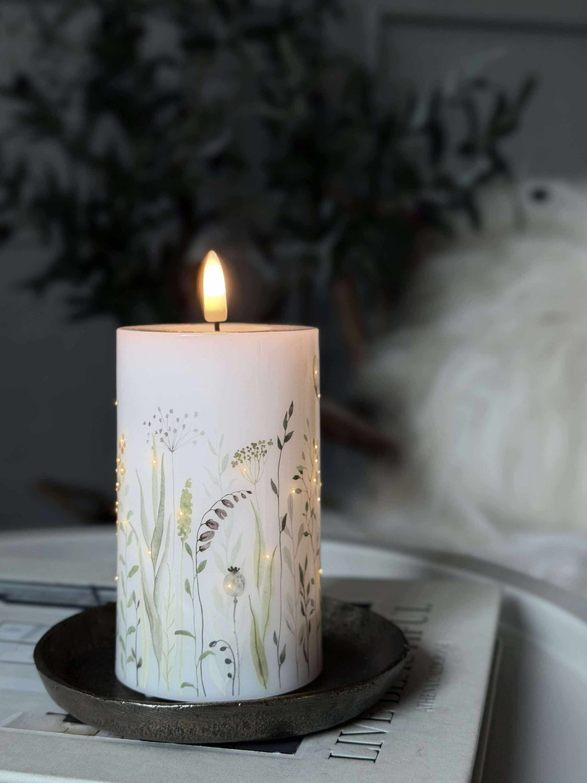 Bougie LED bloc Flower TWINKLE - 12,5 cm