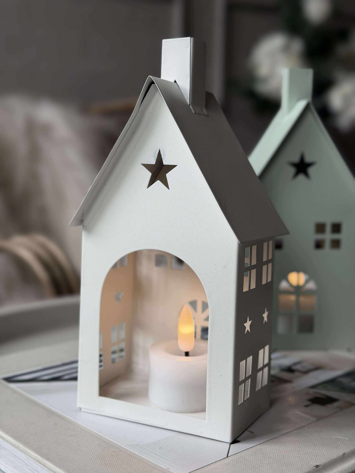 Maison photophore - Blanc ou vert