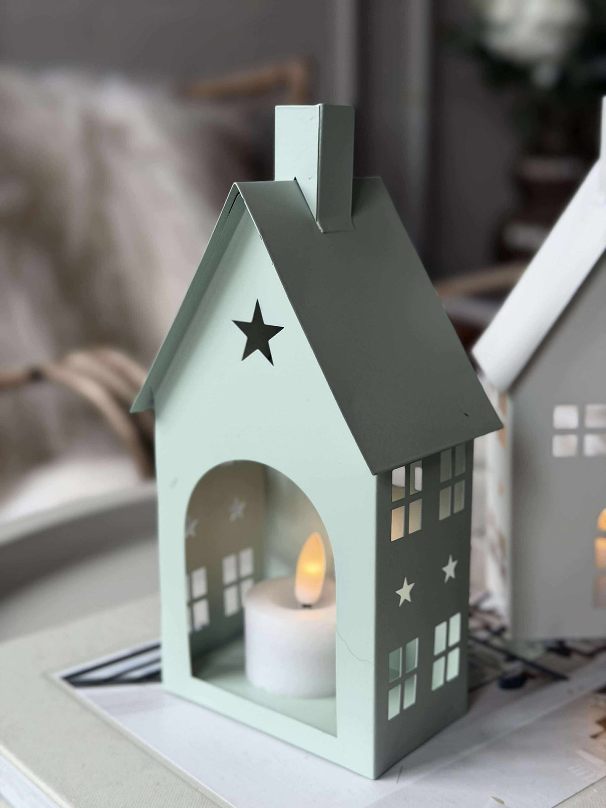 Maison photophore - Blanc ou vert