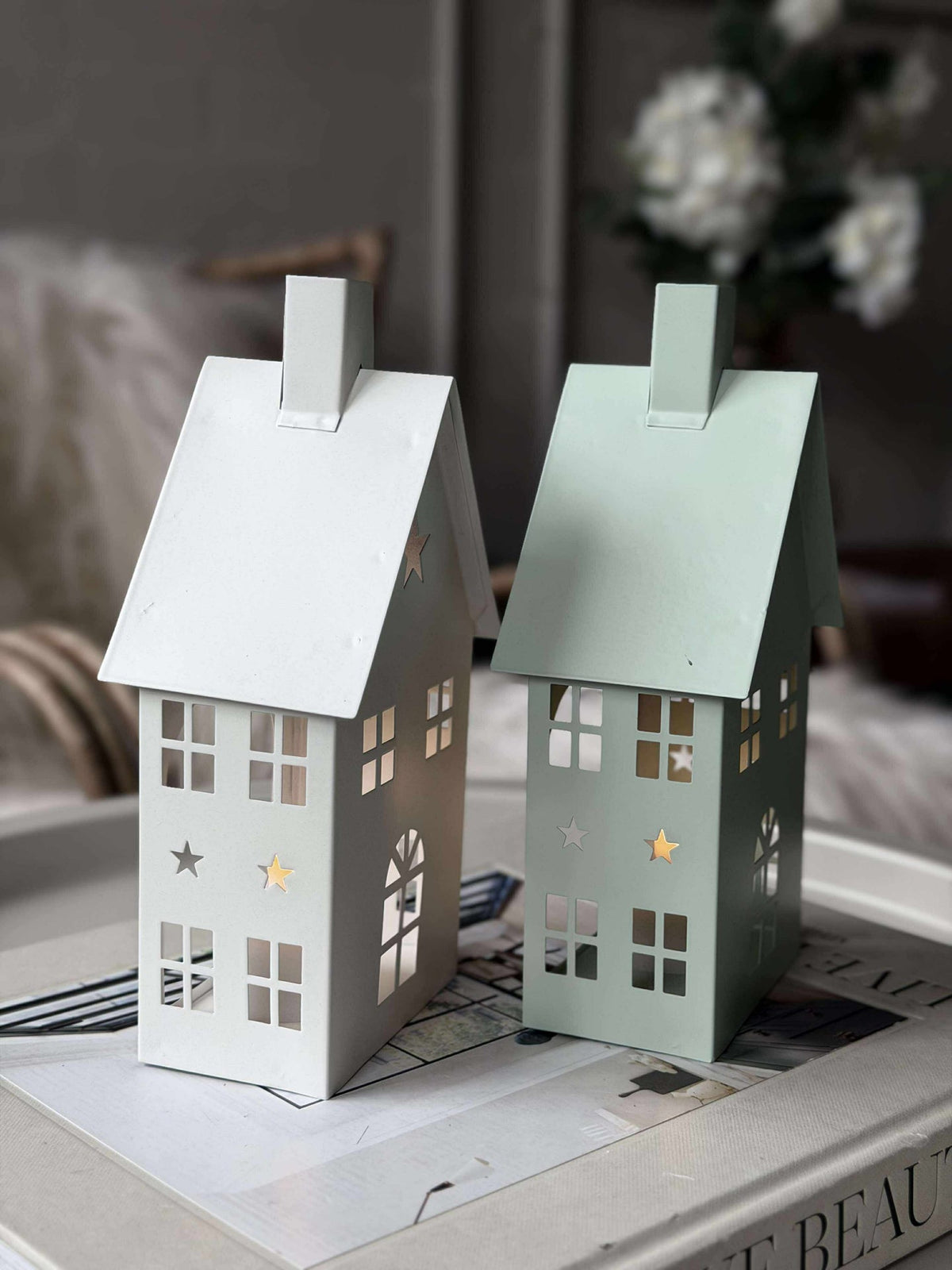 Maison photophore - Blanc ou vert