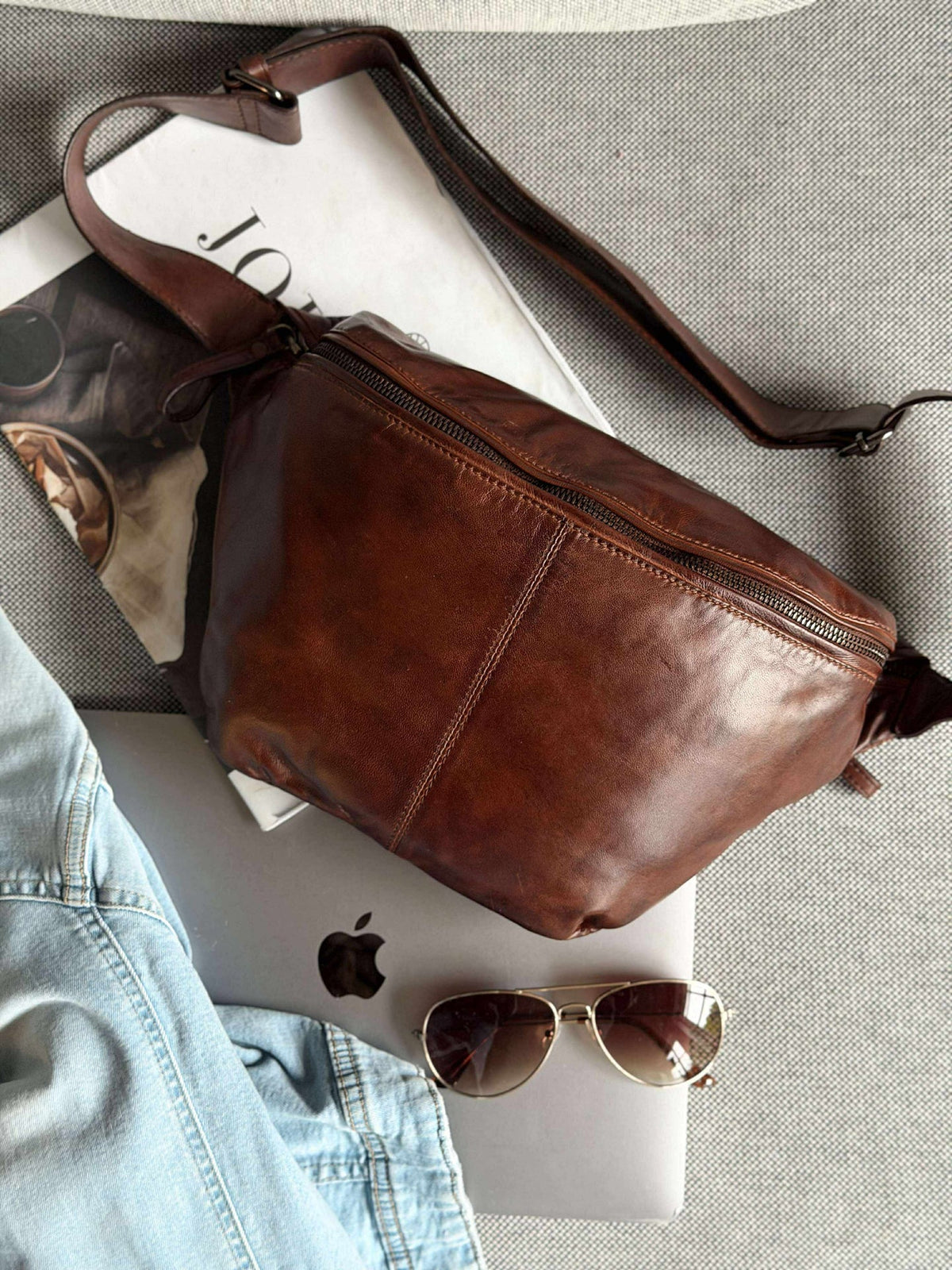 Sac banane Olivia Dark Cognac