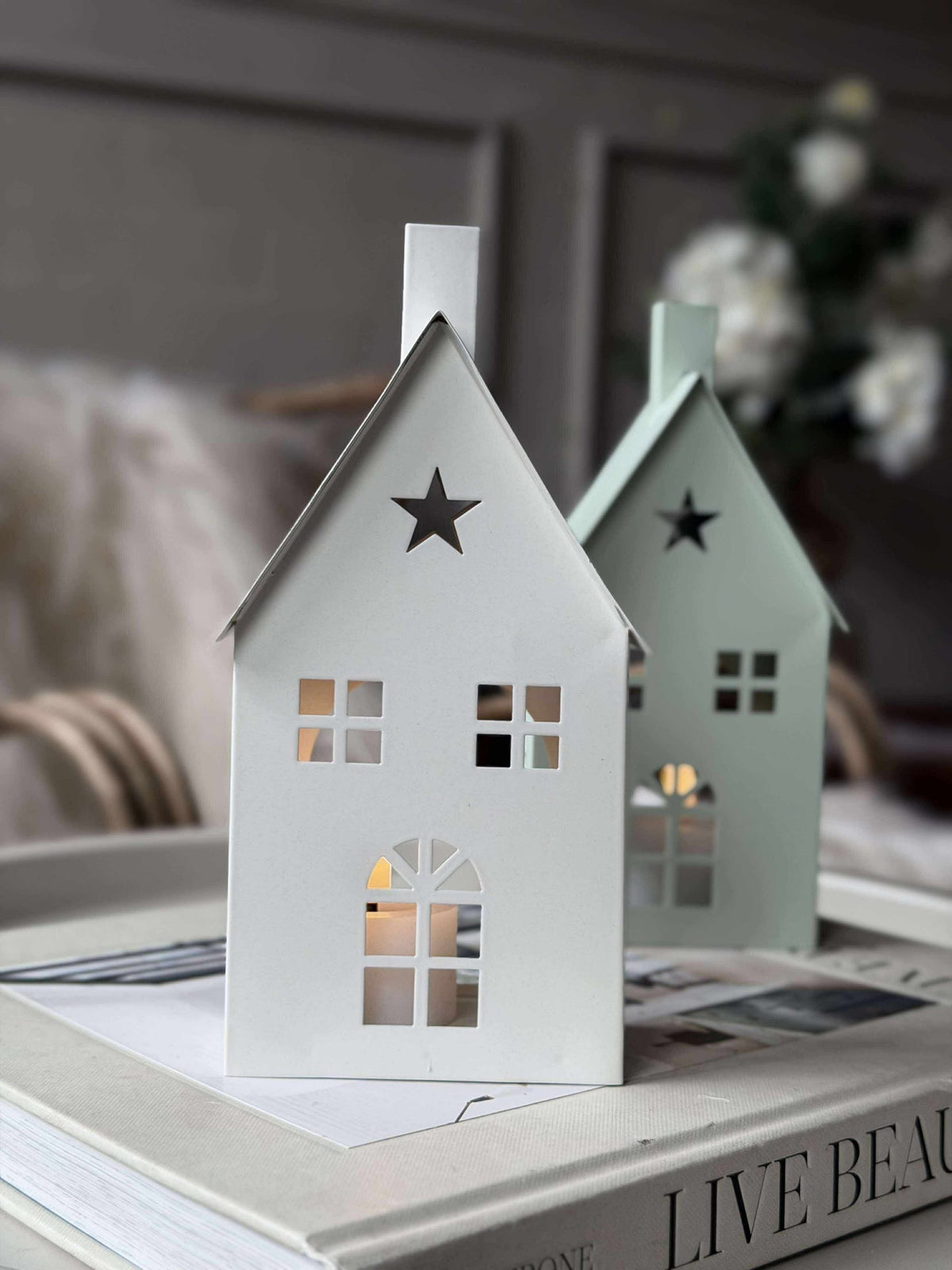 Maison photophore - Blanc ou vert