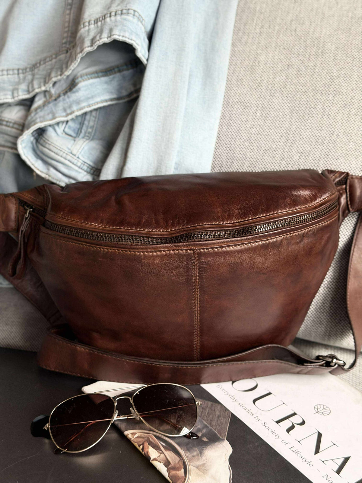Sac banane Olivia Dark Cognac