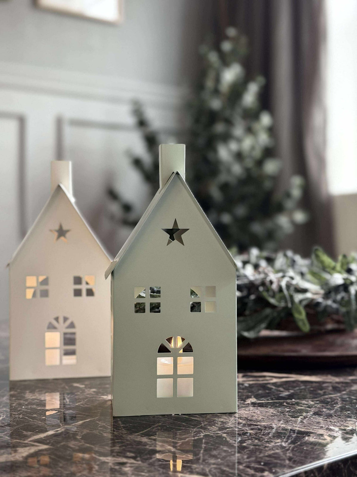 Maison photophore - Blanc ou vert