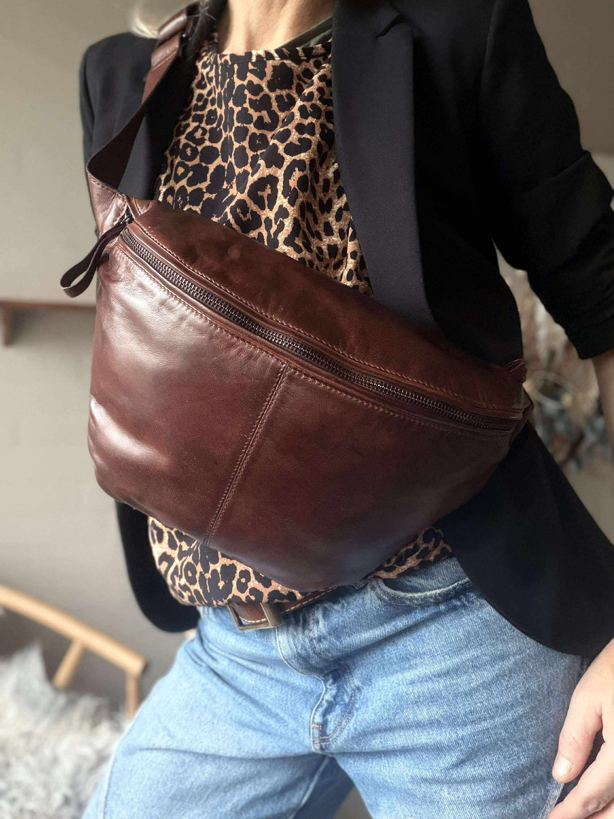 Sac banane Olivia Dark Cognac