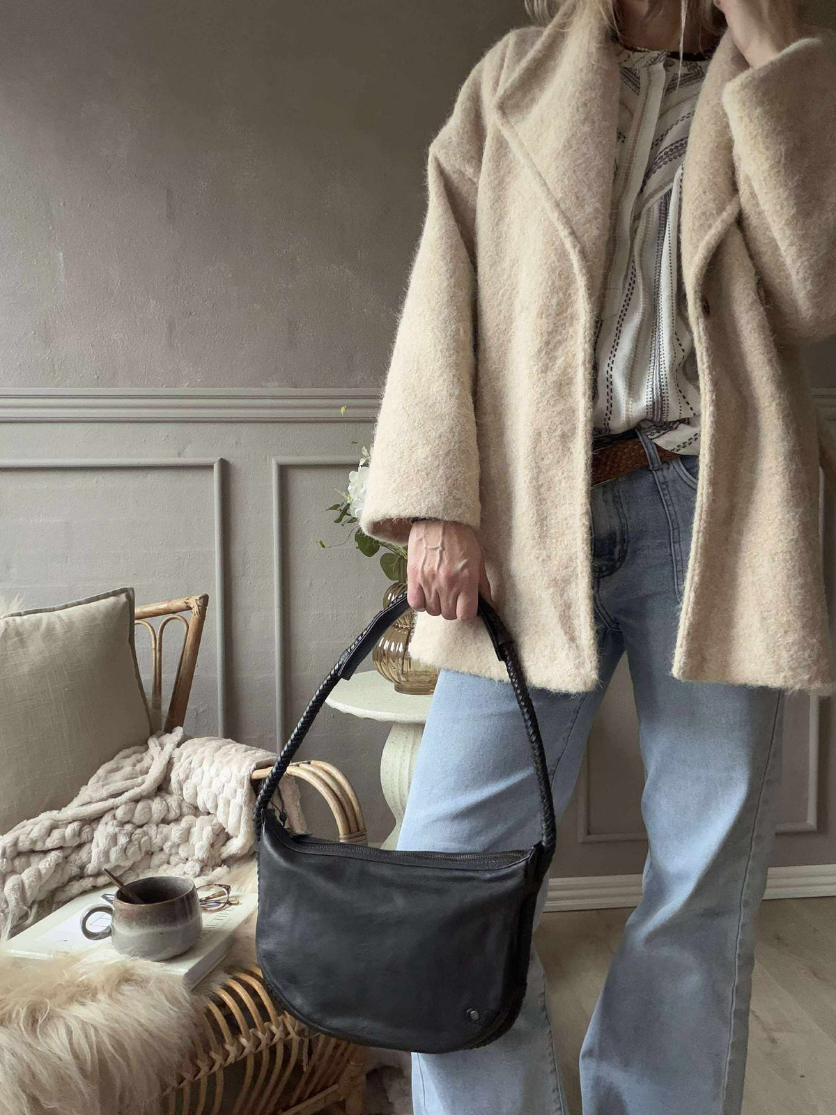 Sac à main avec belle bandoulière tressée - Black