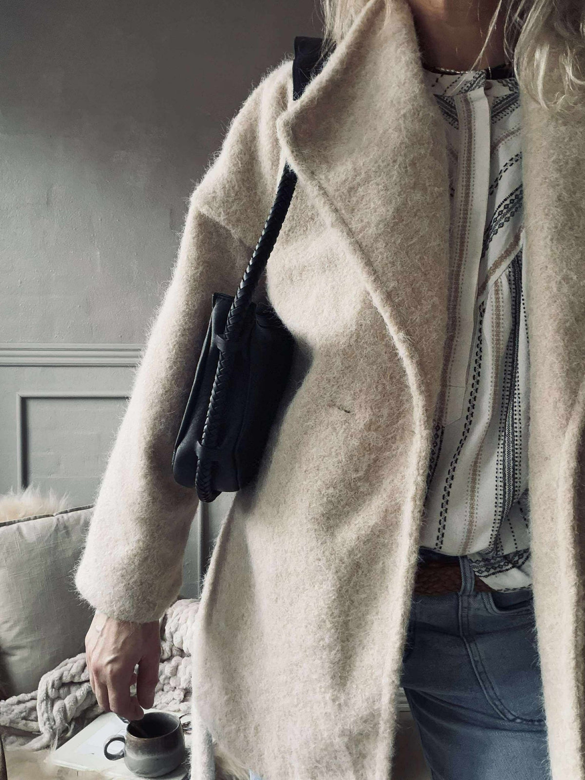 Sac à main avec belle bandoulière tressée - Black