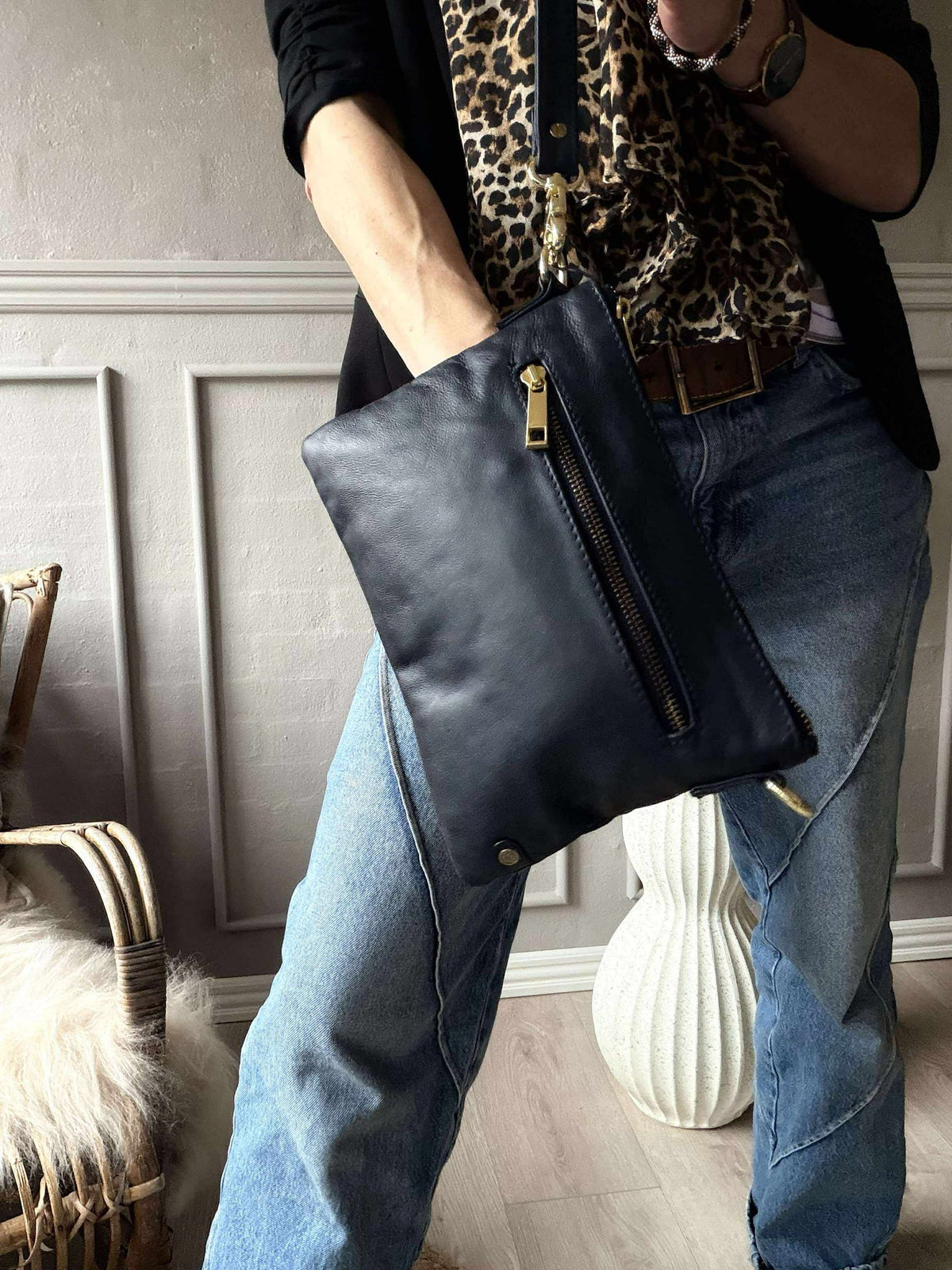Magnifique clutch en cuir - LADY Midnight Blue