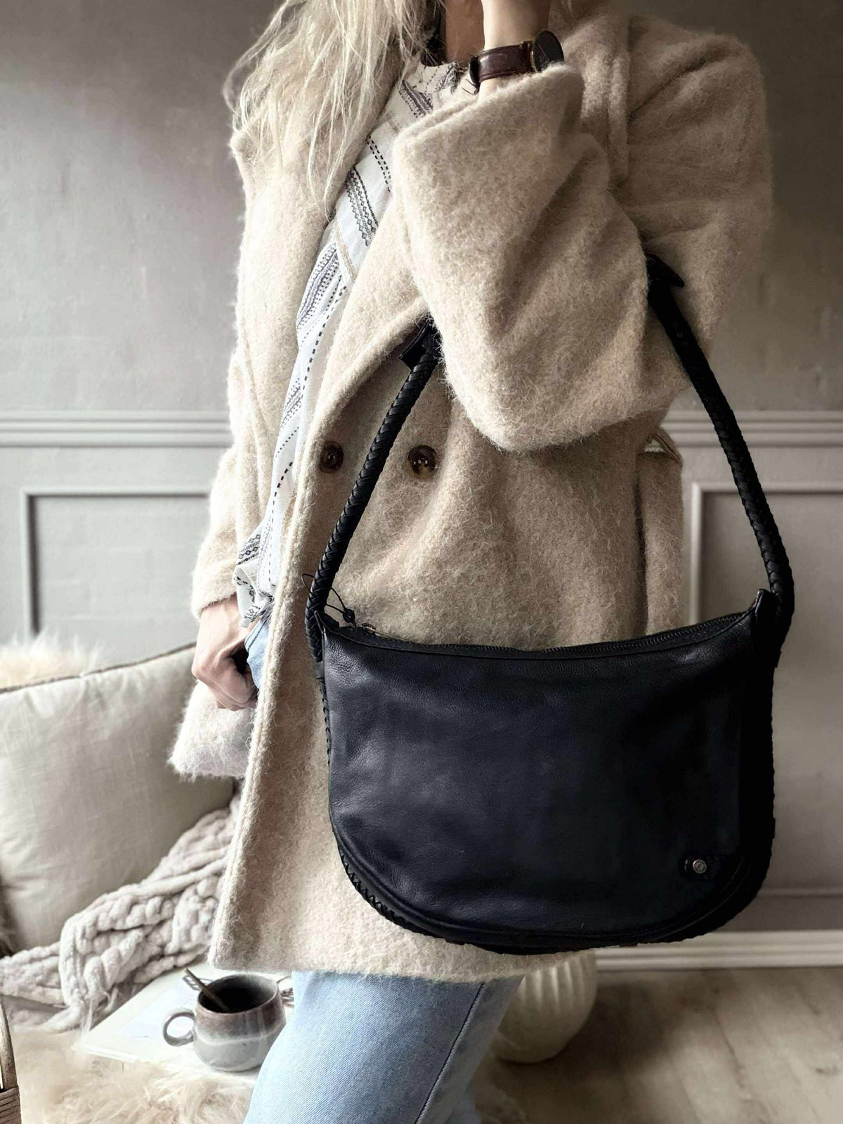 Sac à main avec belle bandoulière tressée - Black