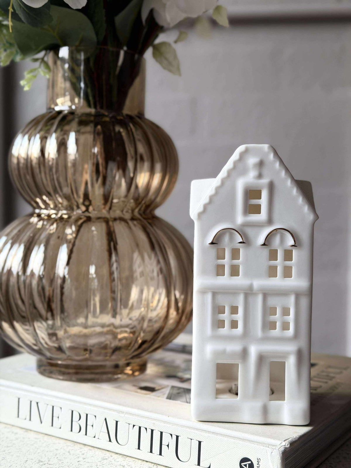 Maison lumineuse avec LED - Porcelaine