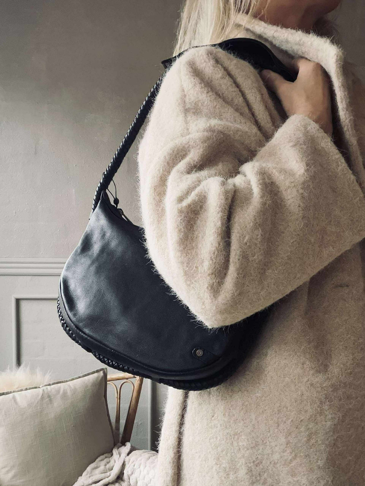 Sac à main avec belle bandoulière tressée - Black