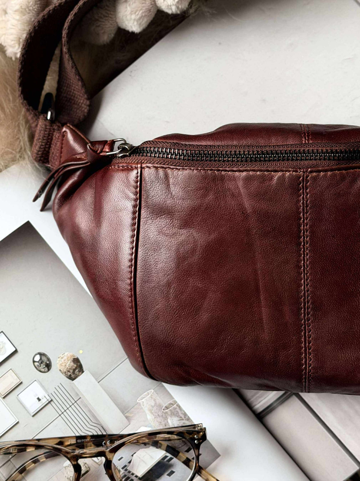 Sac banane JUNE - Nouveau cognac foncé
