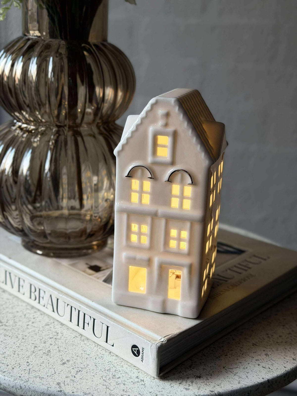 Maison lumineuse avec LED - Porcelaine