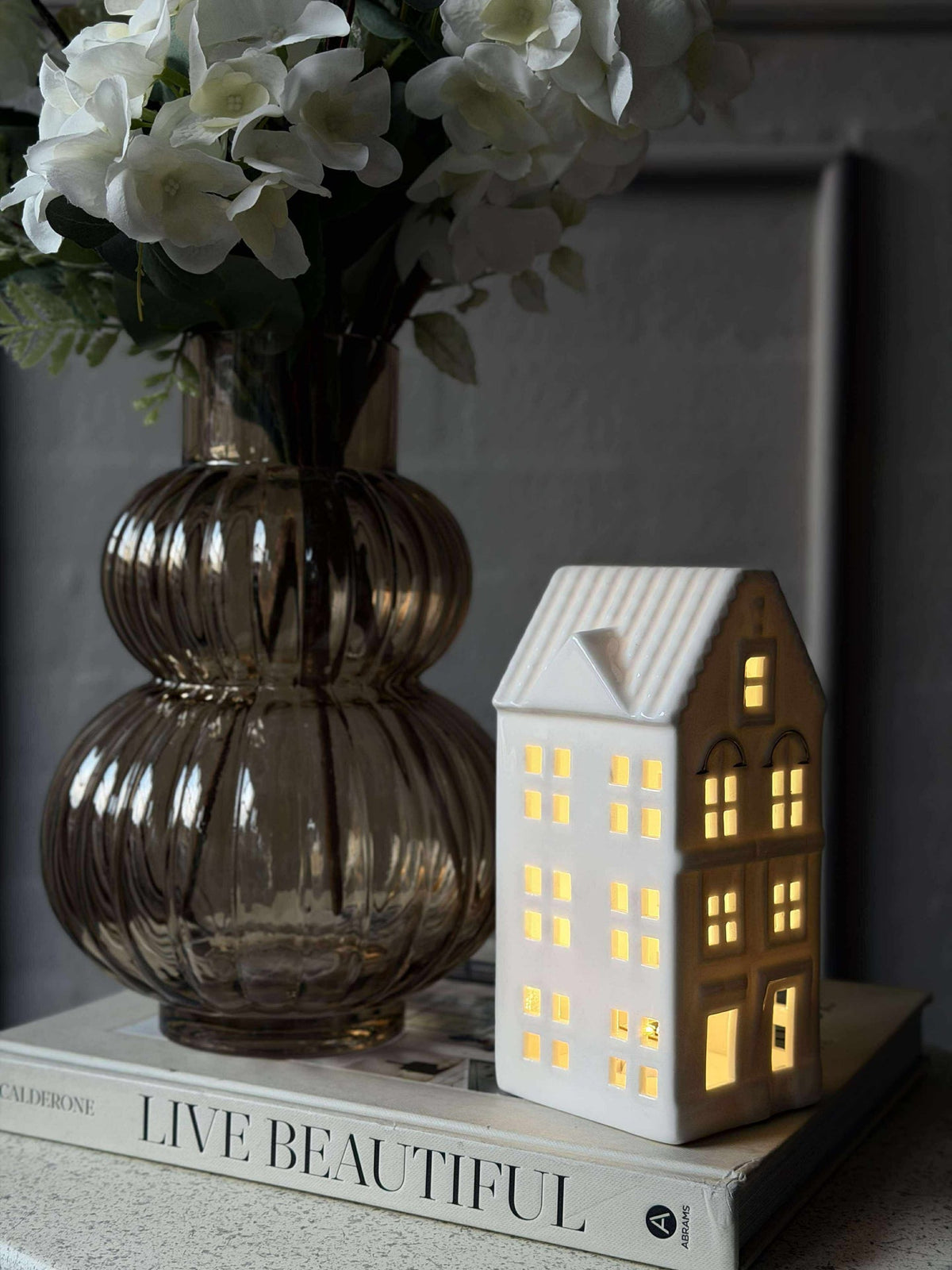 Maison lumineuse avec LED - Porcelaine