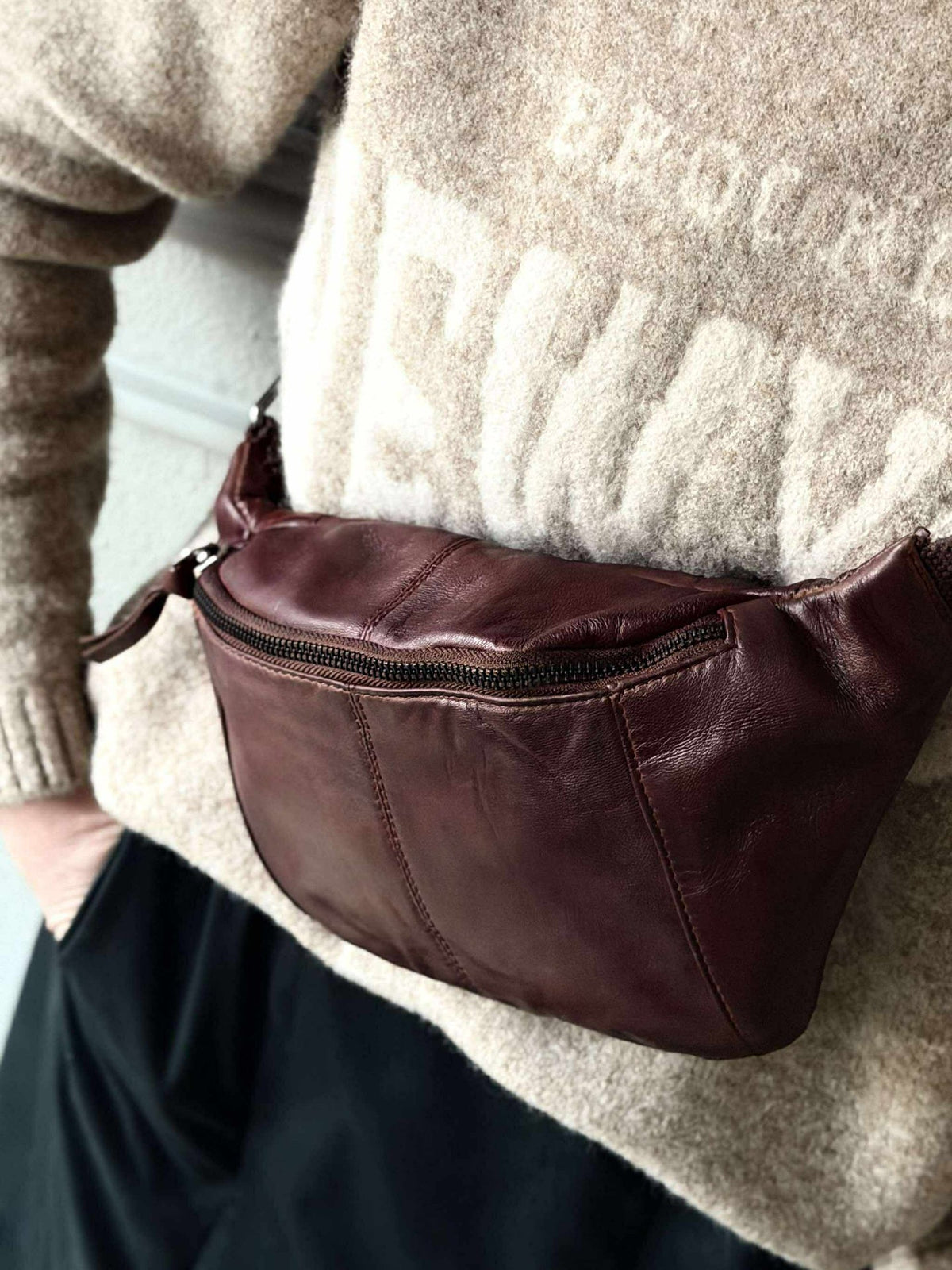 Sac banane JUNE - Nouveau cognac foncé