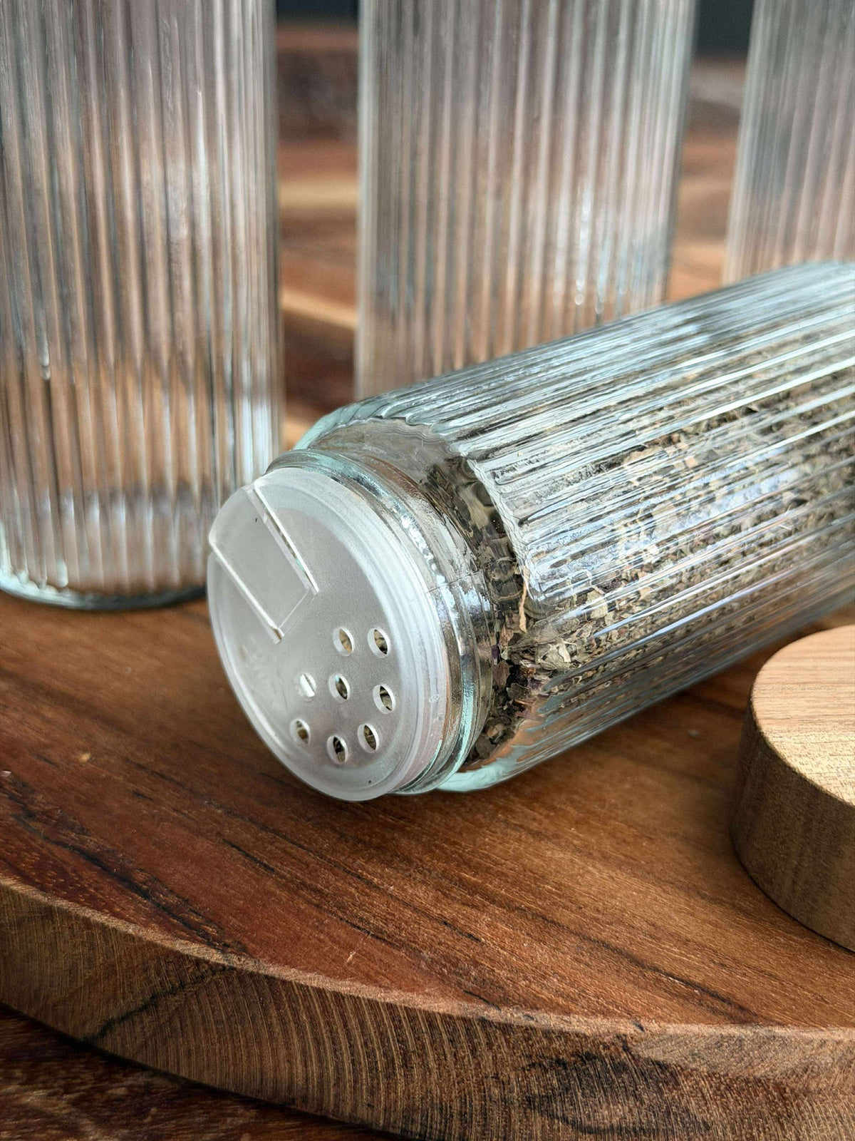 Bocaux à épices avec couvercle en bois - 6 pcs