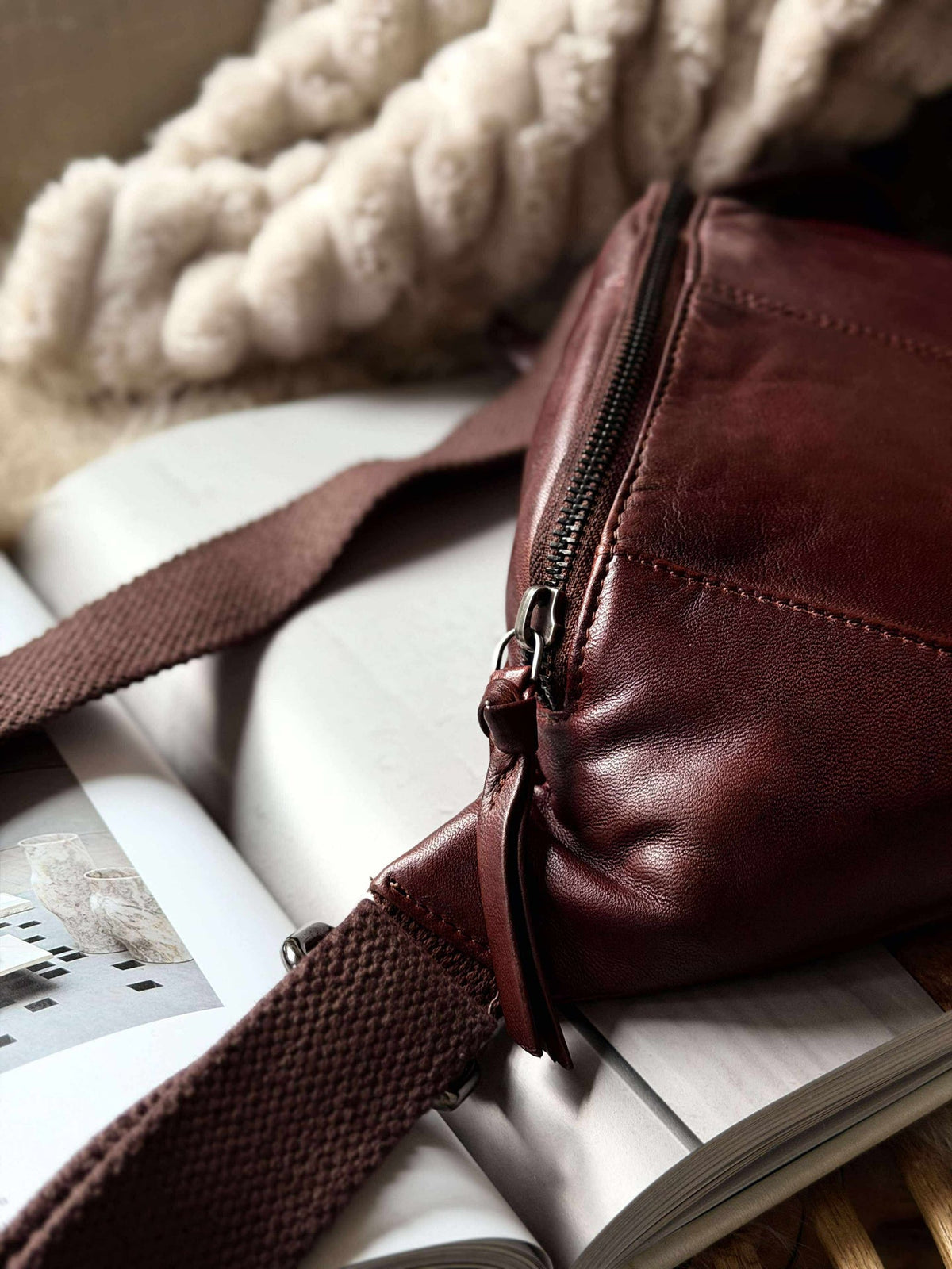 Sac banane JUNE - Nouveau cognac foncé