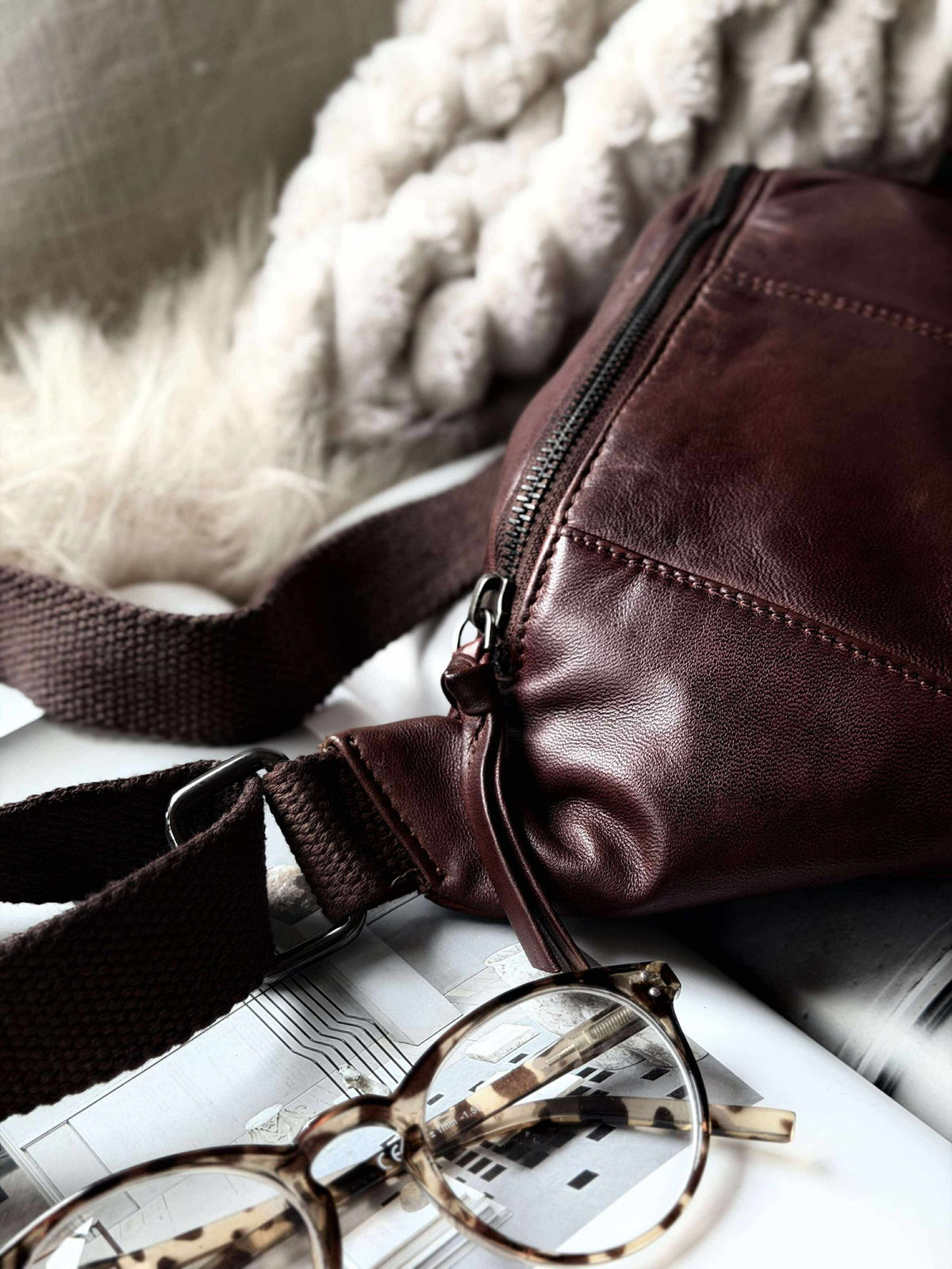 Sac banane JUNE - Nouveau cognac foncé
