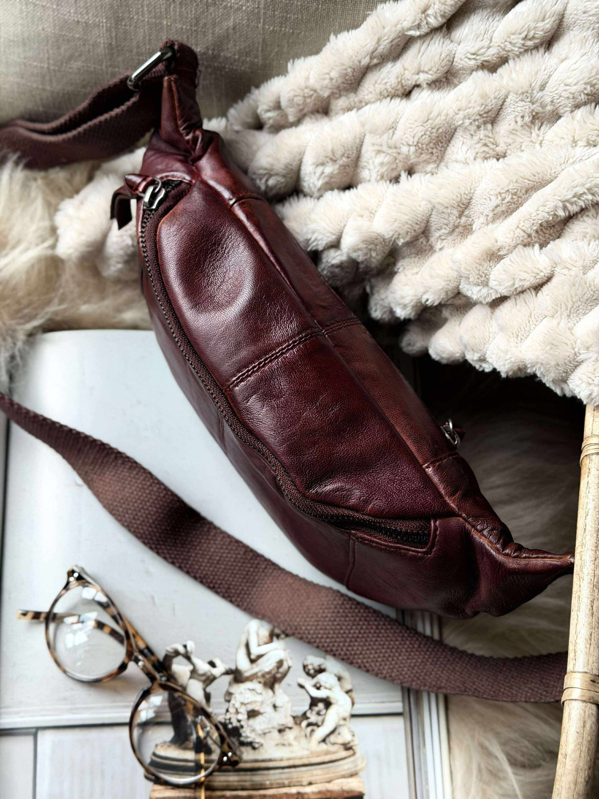 Sac banane JUNE - Nouveau cognac foncé