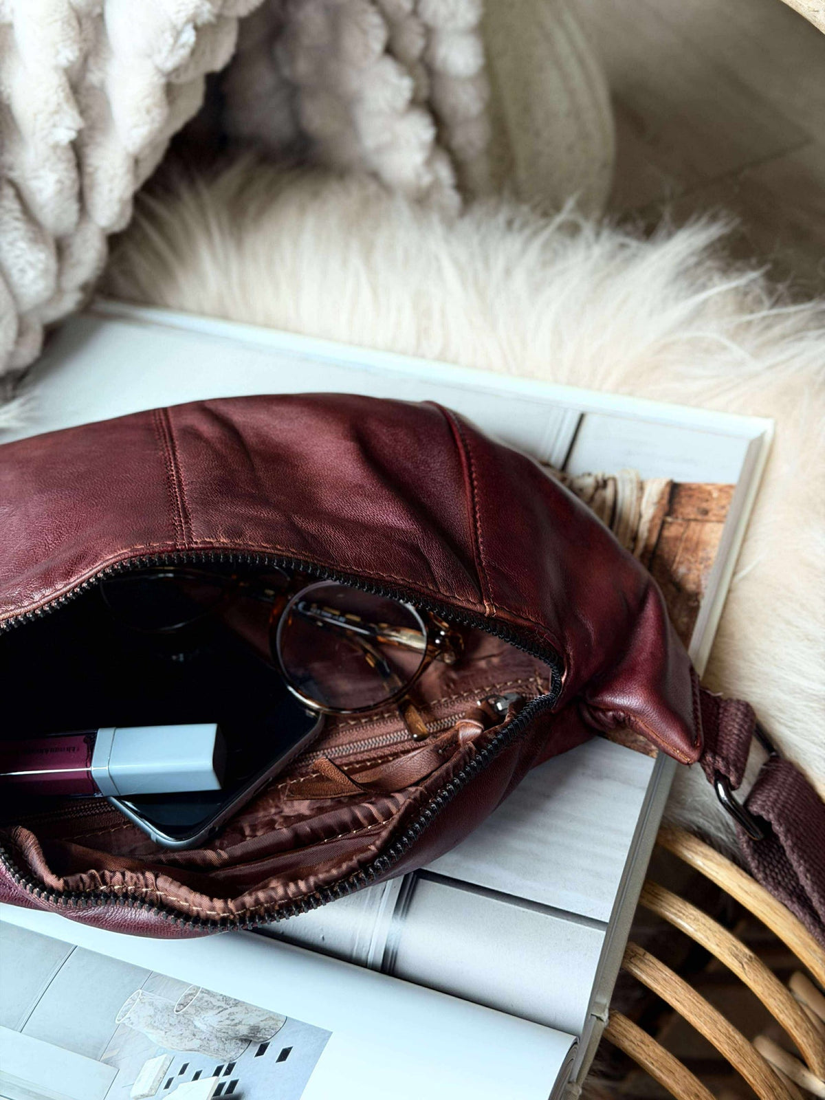 Sac banane JUNE - Nouveau cognac foncé