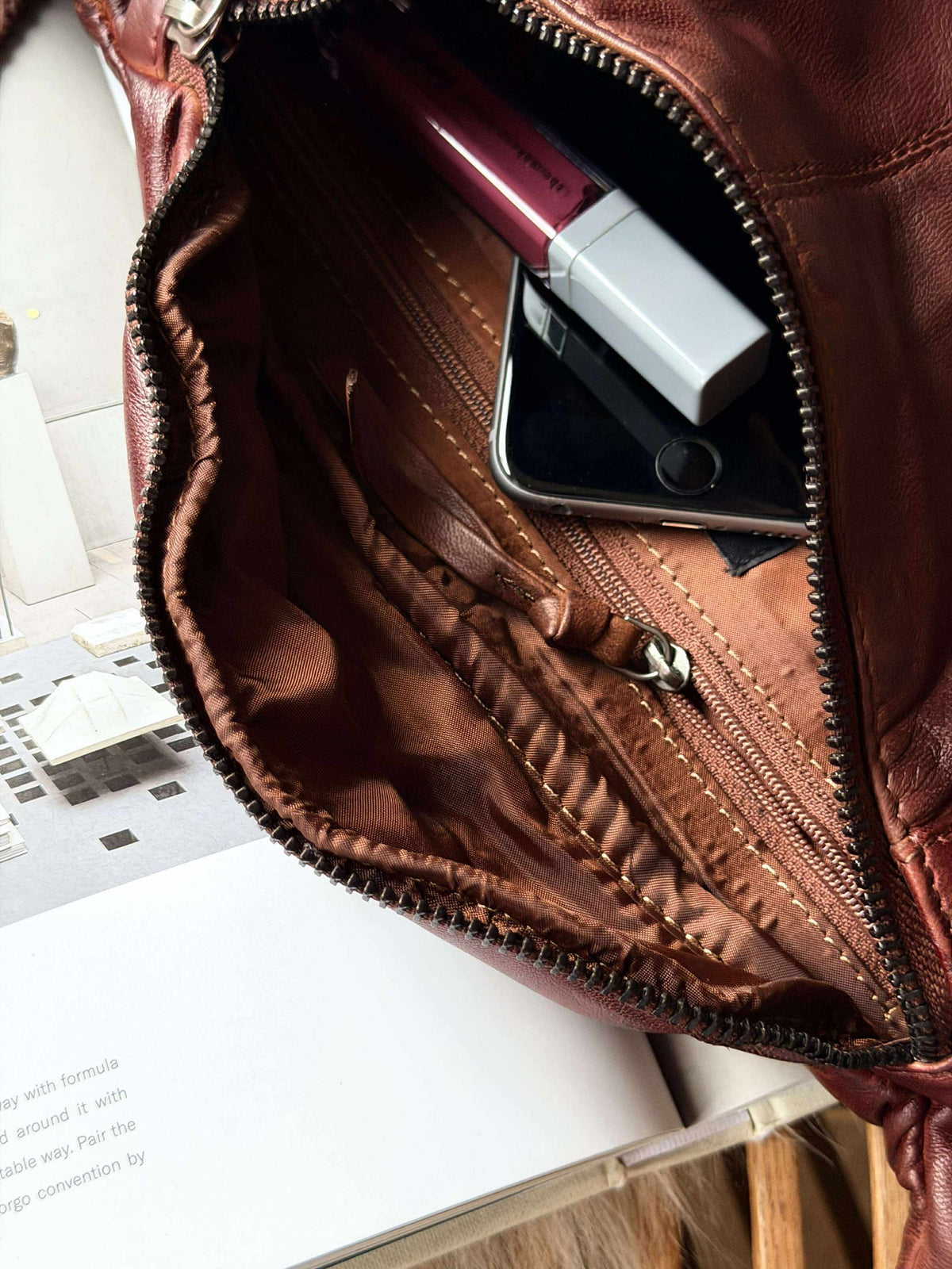 Sac banane JUNE - Nouveau cognac foncé