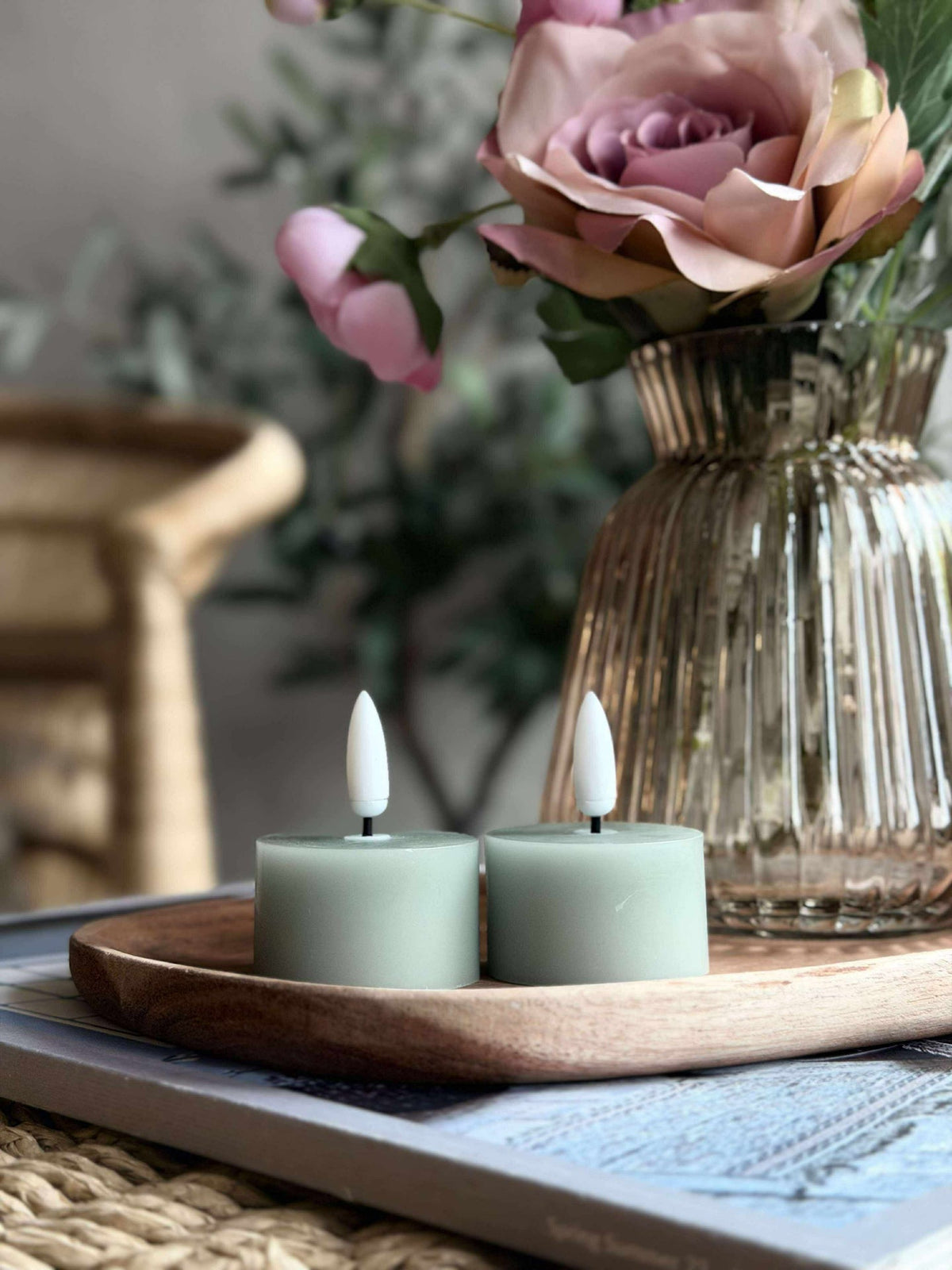 Bougies chauffe-plat LED 2 pièces - Cire menthe