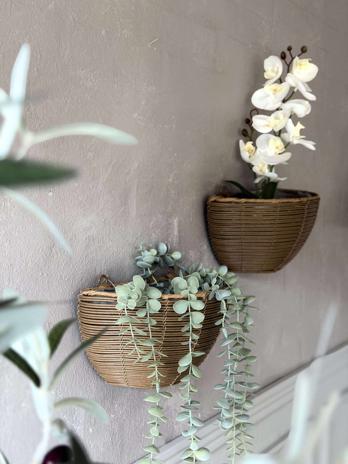 Panier de plante en rotin