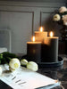 Bougies piliers LED grises à rainures - Lot de 3