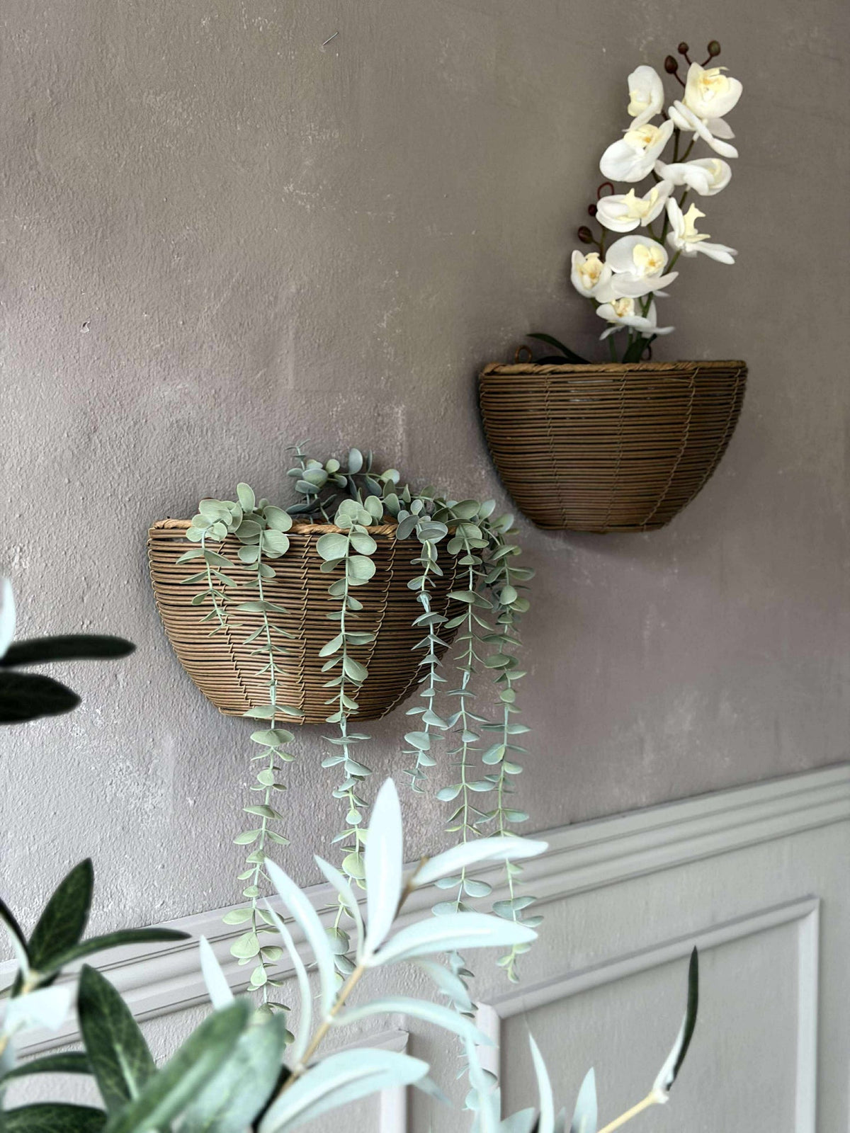 Panier de plante en rotin