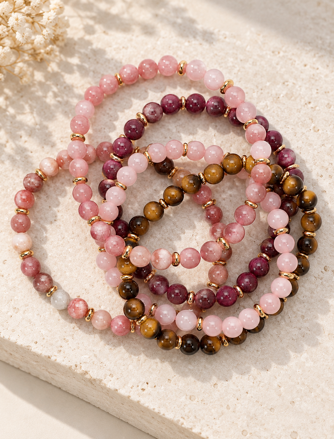 Bracelet Mollie – mélange naturel / rose