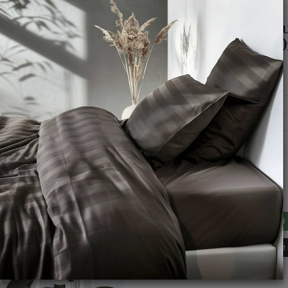 Parure de lit en satin de bambou, Moka clair, 140x200 - 63x60