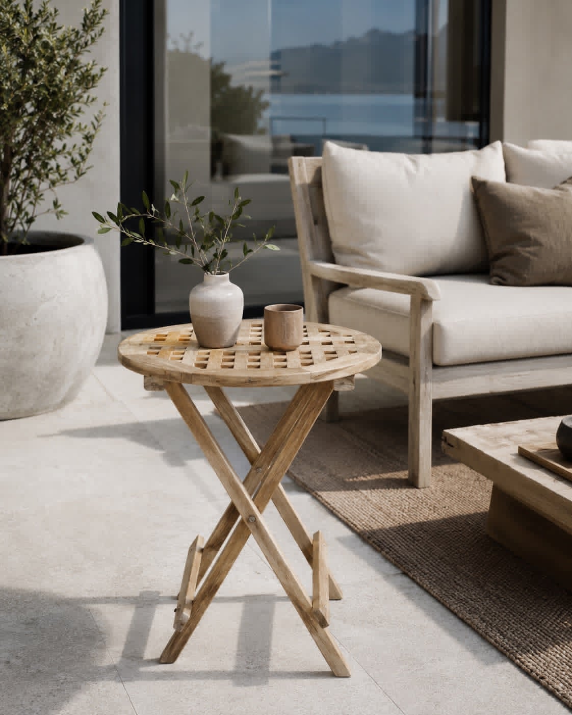 Table en teck – Homologuée pour l’intérieur et l’extérieur