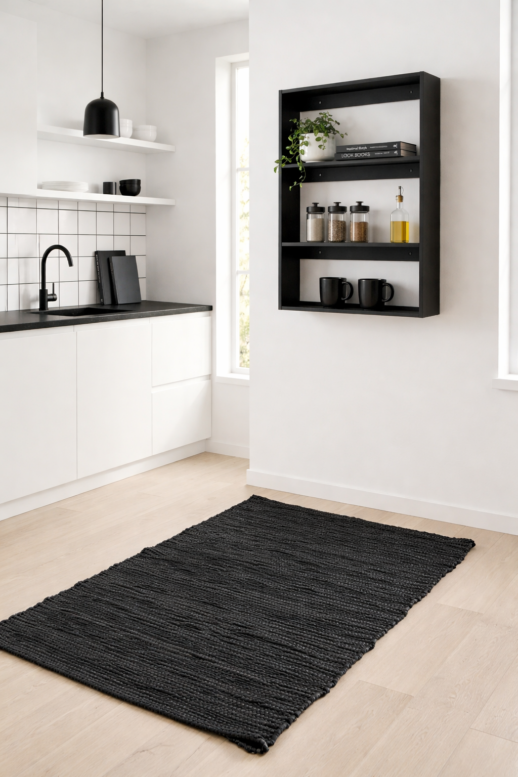 Tapis en cuir – Noir 60x90 cm