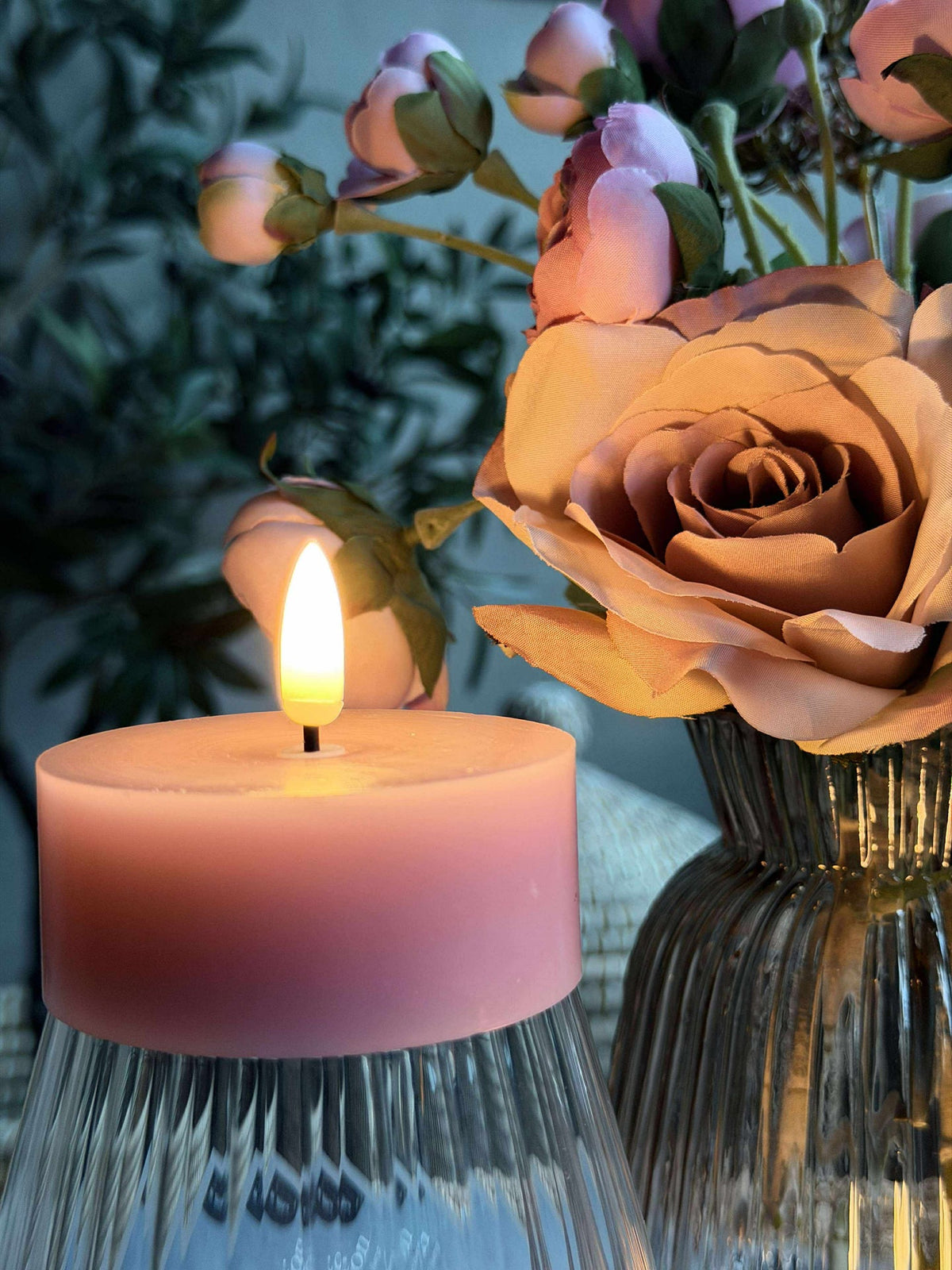 Bougies chauffe-plat LED JUMBO 2 pièces - cire rose