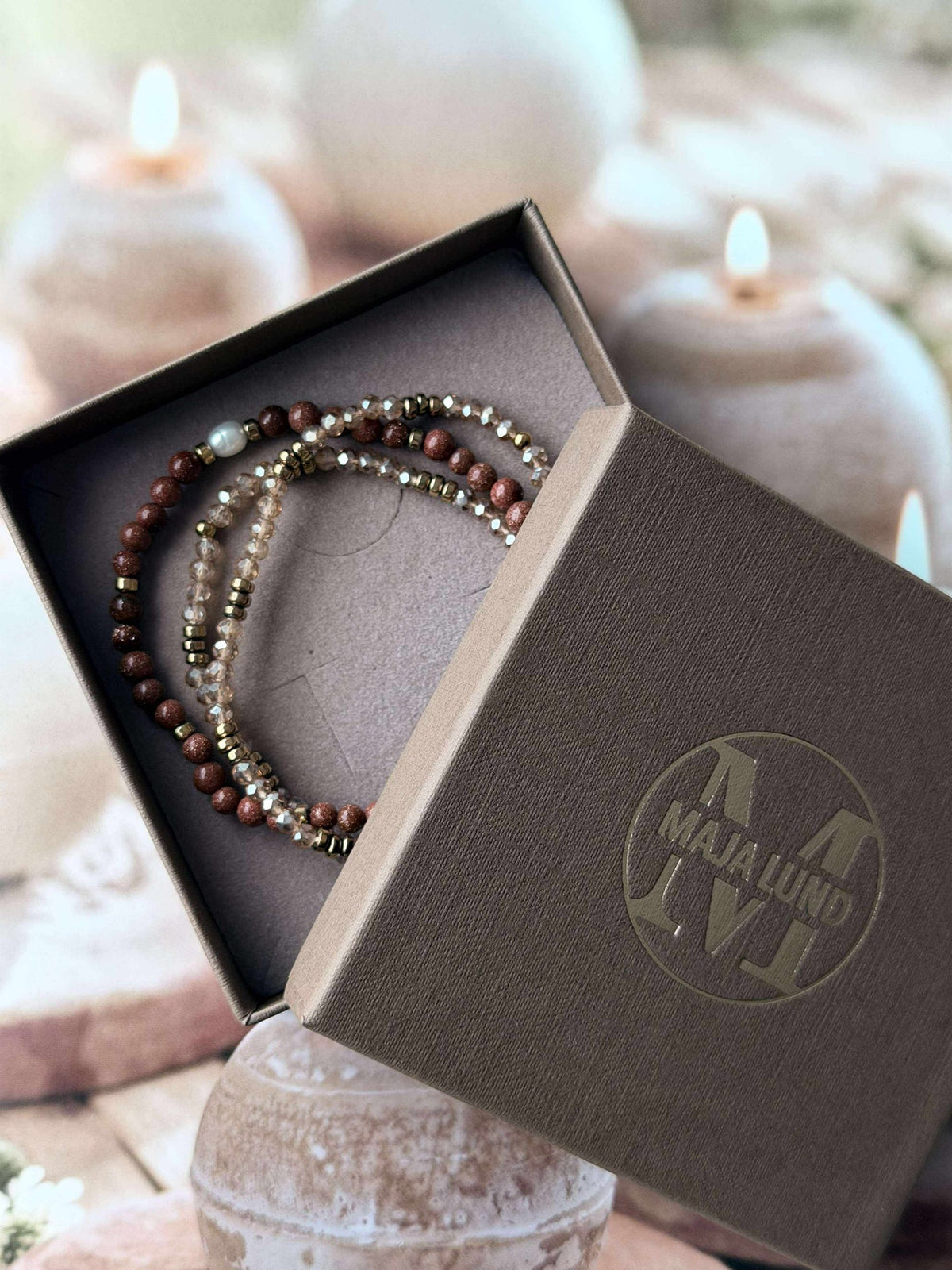 Bracelets Leah Naturel/Cognac – Lot de 3 pièces