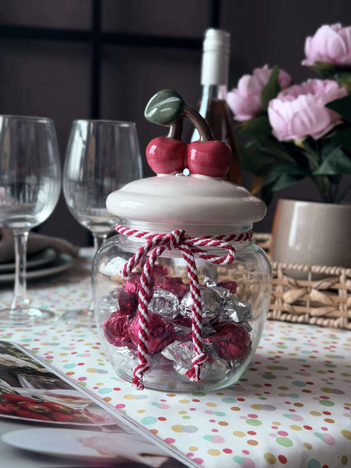 Bocal de rangement avec cerise - 1200 ml