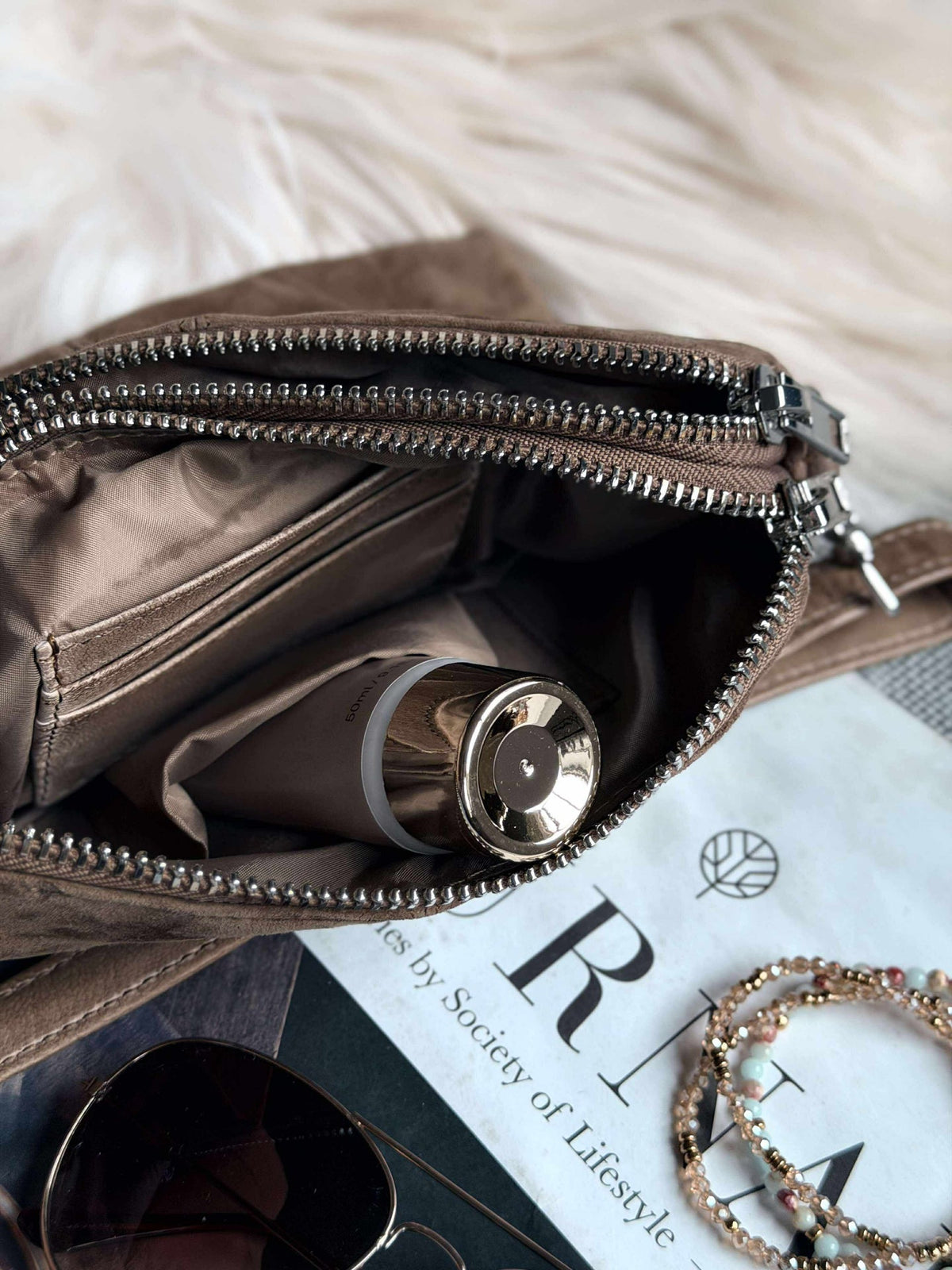 Pochette bandoulière ALICE - Nude brown