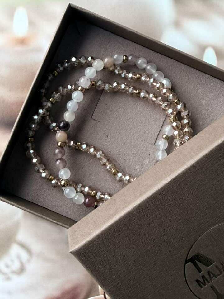 Le bracelet Leah blush/nature – Ensemble de 3 pièces